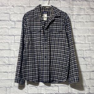 Patagonia Blue and Beige Plaid Shirt